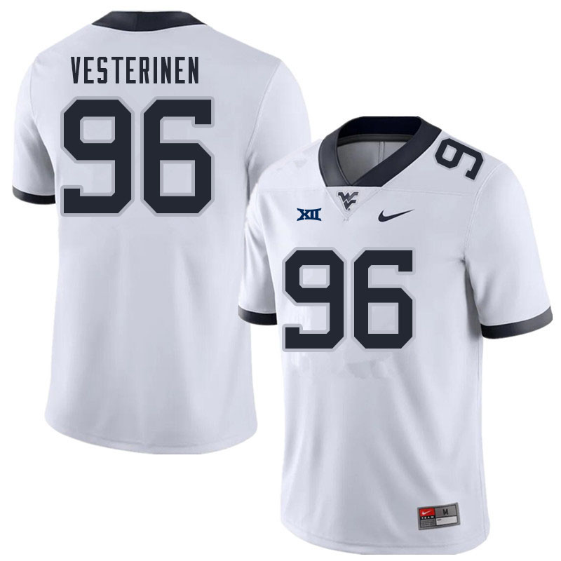 Men #96 Edward Vesterinen West Virginia Mountaineers College Football Jerseys Sale-White